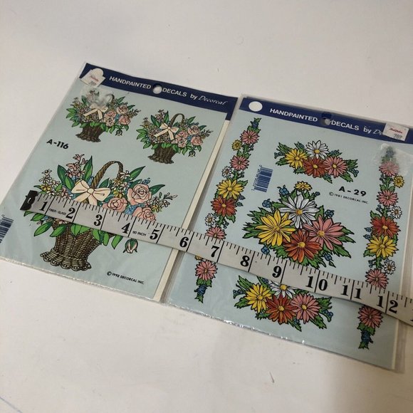 VTG Decals by Decoral Hand painted Flowers Baskets A-116 A-29 Colorful MCM - Picture 3 of 5